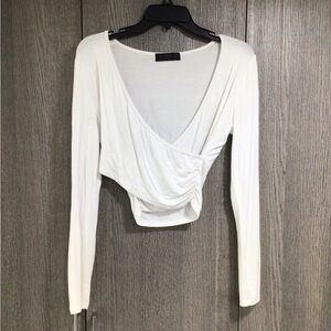 Doublju White Long Sleeve Crop Top